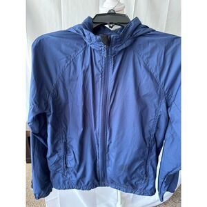 LL Bean Blue Rain Windbreaker Hooded Lightweight Jacket‎ Women's